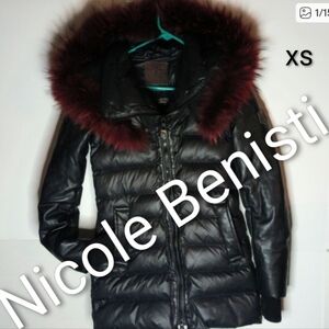 Nicole Benisti Black With Fur Trimmed Removable Hood Down Puffer Coat